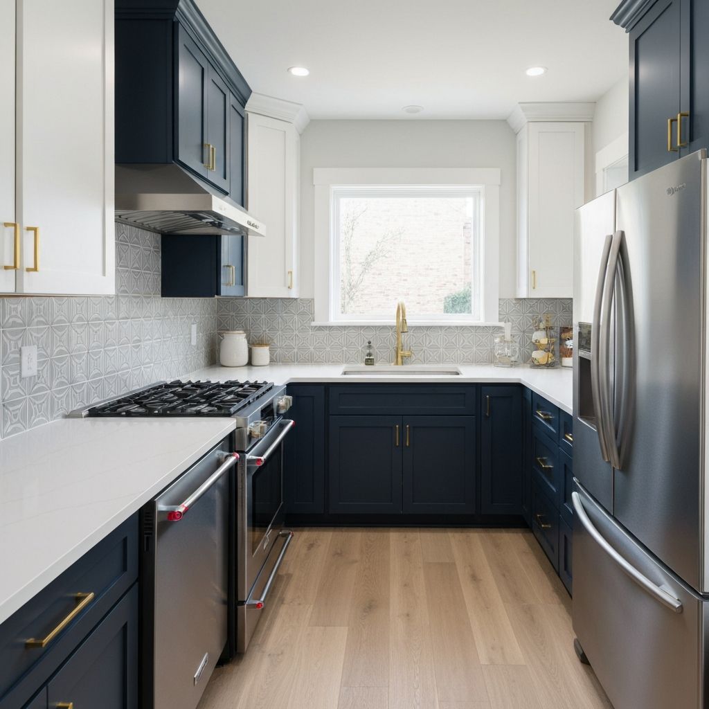 Contemporary kitchen with stainless steel appliances